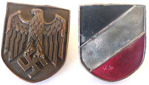 WW2 GERMAN NAZI AFRIKA KORPS HEER WEHRMACHT HELMET INSIGNIA PINS SET WITH PRONGS SOLID