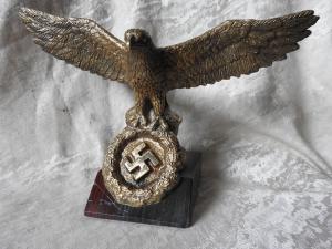 WW2 GERMAN NAZI AMAZING LARGE DESKTOP STATUE WITH THIRD REICH EAGLE NSDAP SA SS