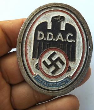 WW2 GERMAN NAZI CAR / MOTORCYCLE BADGE PLATE D.D.A.C AUTOMOBILE CLUB MEMBERSHIP