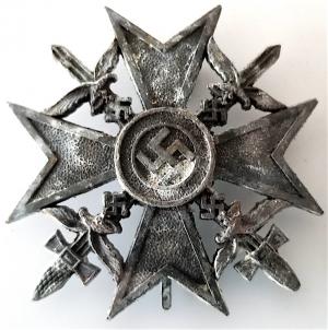 WW2 GERMAN NAZI EXTREMELY RARE SPANISH CROSS, SILVER GRADE WITH SWORDS RELIC GROUND DUG FOUND
