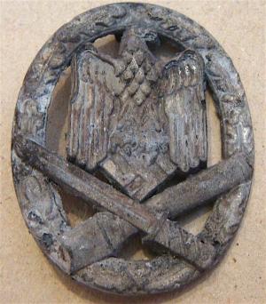 WW2 GERMAN NAZI GENERAL ASSAULT BADGE MEDAL AWARD RELIC FOUND NO PIN - MAKER JFS