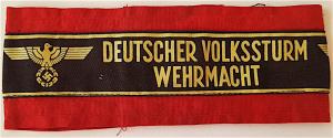 WW2 GERMAN NAZI LATE WAR "DEUTSCHER VOLKSSTURM WEHRMACHT"  ARMBAND TUNIC REMOVED
