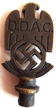 WW2 GERMAN NAZI NICE D.D.A.C DDAC AUTOMOBILE CLUB TOP OF CAR PENNANT ORNEMENT WITH III REICH EAGLE AND SWASTIKA