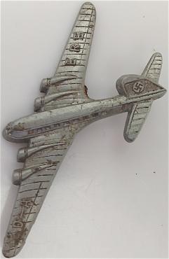 WW2 GERMAN NAZI NICE TINY AIRPLANE AIRCRAFT PIN WITH SWASTIKA LUFTWAFFE LW