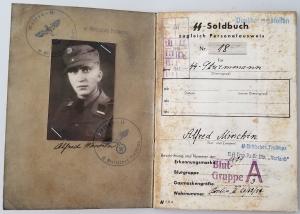 WW2 GERMAN NAZI NICE WAFFEN SS SOLDIER'S PERSONAL SOLDBUCH WITH LOT OF ENTRIES AND STAMPS