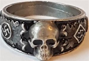 WW2 GERMAN NAZI NICE WAFFEN SS TOTENKOPF RING MARKED SILVER 800 AND WITH THE SS RUNES OF THE HONOUR RING (HIMMLER) ON THE INSIDE