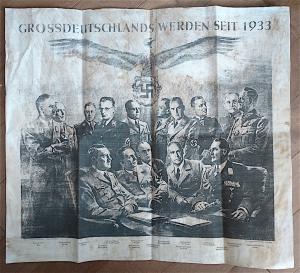 WW2 GERMAN NAZI RARE LARGE GROSSDEUTSCHLAND POSTER WITH MANY OFFICERS, GENERALS AND ADOLF HITLER WW2 GERMAN NAZI RARE LARGE NSDAP GROSSDEUTSCHLAND POSTER WITH MANY OFFICERS, GENERALS AND ADOLF HITLER 