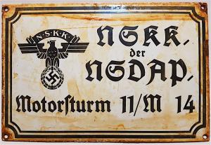 WW2 GERMAN NAZI RARE NSKK DER NSDAP THIRD REICH MOTORCLUB FOR THE NSDAP MEMBERS PANEL SIGN