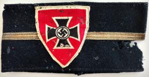 WW2 GERMAN NAZI RARE REICHSKRIEGER-BUND LEADER THIRD REICH ARMBAND WITH NICE IRON CROSS & SWASTIKA SHIELD