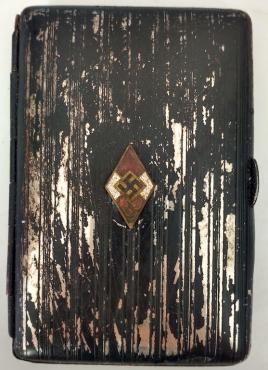 WW2 GERMAN NAZI RELIC FOUND HITLER JUGEND HITLER YOUTH HJ CIGARETTE CASE FROM SCHOOL ADMINISTRATION