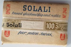 WW2 GERMAN NAZI SOLDIERS SEALED ROLLER PAPER CIGARETTES PACK, SOLALI WITH NICE 3 REICH EAGLE AND SWASTIKA
