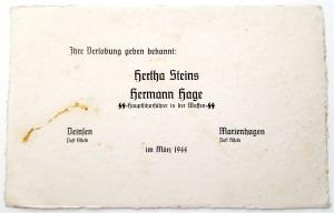 WW2 GERMAN NAZI WAFFEN SS NOTICE OF WEDDING FOR SS SOLDIER DOCUMENT