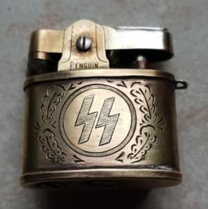 WW2 GERMAN NAZI WAFFEN SS TOTENKOPF AMAZING LIGHTER WORKING CONDITION WITH SKULL AND SS RUNES