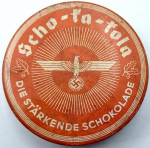 SCHO-KA-KOLA TIN CAN WITH THE THIRD REICH EAGLE - PERVITIN CRYSTAL METH DRUGS