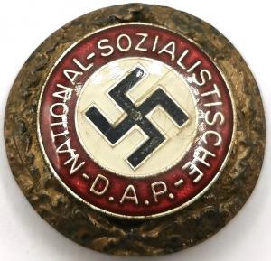 THIRD REICH ADOLF HITLER NAZI NSDAP GOLDEN PARTY BADGE MEMBERSHIP PIN ORIGINAL GOLD FOR SALE