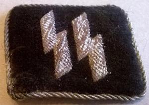WAFFEN SS OFFICER COLLAR TAB SS RUNES FLATWIRE TUNIC REMOVED