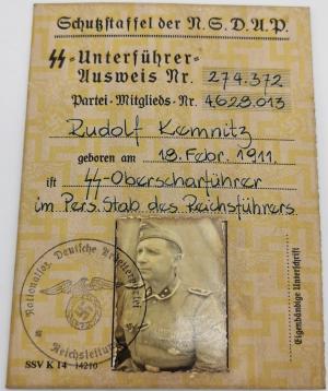 WAFFEN SS TOTENKOPF SOLDIER'S ID AUSWEIS FACSIMILE HIMMLER SIGNATURE