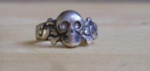 waffen ss panzer textbook silver ring marked totenkopf original wwii for sale