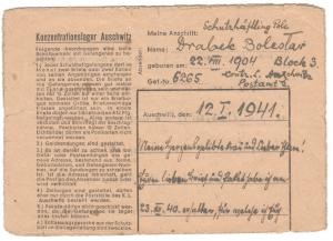 WW2 GERMAN NAZI CONCENTRATION CAMP AUSCHWITZ INMATE PERSONAL LETTER