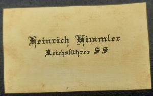 WW2 GERMAN NAZI WAFFEN SS HEINRICH HIMMLER ORIGINAL BUSINESS VISIT CARD