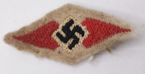 WW2 GERMAN NAZI HITLER YOUTH HJ TUNIC SLEEVE PATCH DIAMOND SWASTIKA LOGO