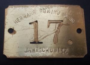 WW2 GERMAN NAZI HOLOCAUST FORCED LABOR CONCENTRATION CAMP AUSCHWITZ SUBCAMP JAWISCHOWITZ HERMANN GOERING WERKE MACHINE PLATE ID