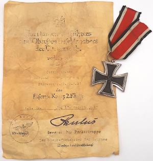 WW2 GERMAN NAZI ORIGINAL IRON CROSS 2ND SECOND CLASS MEDAL + AWARD DOCUMENT