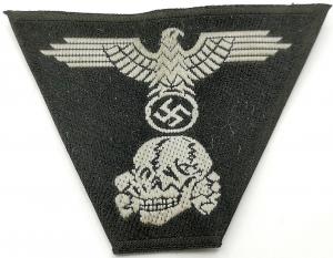 WW2 GERMAN NAZI LATE WAR TRAPEZOID M43 CAP CLOTH INSIGNIA SKULL EAGLE TOTENKOPF