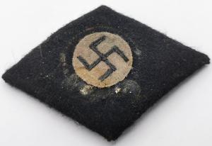 WW2 GERMAN NAZI NCO SWASTIKA BLACK DIAMOND SLEEVE PATCH TUNIC REMOVED