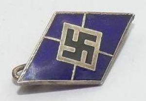 WW2 GERMAN NAZI NICE HITLER YOUTH BLUE PIN BY RZM AWARD HJ DJ HITLERJUGEND HITLER SWASTIKA