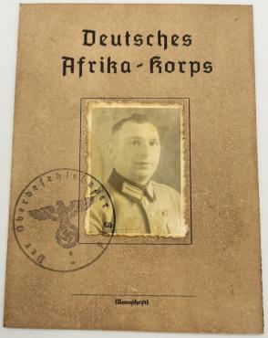 WW2 GERMAN NAZI AFRIKA KORPS WEHRMACHT SOLDBUCH WEHRPASS ID WITH PHOTO AND STAMP