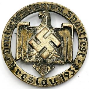 WW2 GERMAN NAZI Sportfest Breslau 1938 badge MEDAL AWARD ROB.NEFF BERLIN WWII SELLER MILITARY