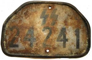 WW2 GERMAN NAZI ORIGINAL WAFFEN SS MOTORCYCLE REAR LICENCE PLATE RELIC