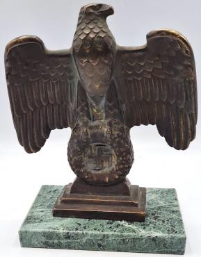 WW2 GERMAN NAZI THIRD REICH NSDAP DESKTOP EAGLE STATUE MARBLE BASE MARKED
