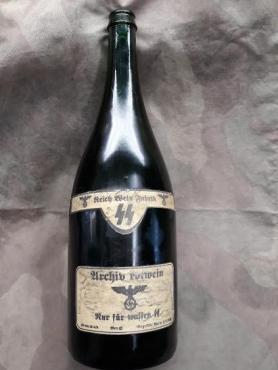WW2 GERMAN NAZI WAFFEN SS EMPTY RED WINE BOTTLE MADE IN SS REICH FABRIK
