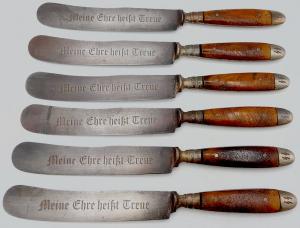 WW2 GERMAN NAZI WAFFEN SS KNIFE WITH SS DAGGER MOTTO SILVERWARE CUTLERY AH EB MONOGRAM