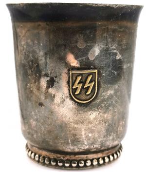 WW2 GERMAN NAZI WAFFEN SS SILVERWARE CUP RZM III REICH EAGLE ah eb monogram original