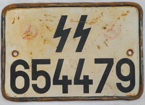 WW2 GERMAN NAZI WAFFEN SS TROOPS TRUCK LICENCE PLATE WITH THIRD REICH RED STAMPS