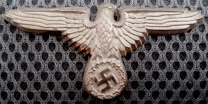 WW2 GERMAN NAZI WAFFEN SS VISOR CAP EAGLE PIN INSIGNIA RZM ORIGINAL SKULL