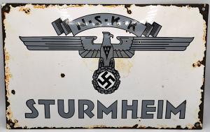 WW2 GERMAN NAZI ORIGINAL NSKK N.S.K.K STURMHEIM STREET SIGN MOTORCYCLE MOTO CLUB HITLER REICH