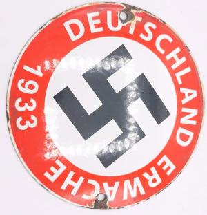 WW2 GERMAN NAZI III REICH NSDAP Deutschland is erwacht 1933 METAL WALL PANEL SIGN