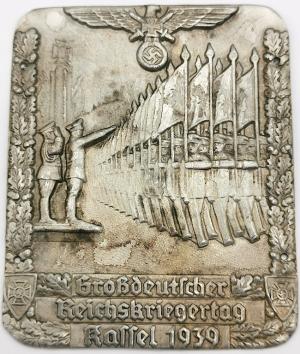 WW2 GERMAN NAZI NSDAP ADOLF HITLER III REICH 1939 ORIGINAL WAR ARTIFACTS SELLING Kassel Reichskriegertag Plaque PLATE