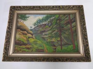 WW2 GERMAN NAZI ORIGINAL OIL PAINTING STOLEN BY THE NAZIS AND SENT BACK TO THE OWNER AFTER THE WAR - STAMPED - ORIGINAL AUCTION WWII MILITARIA