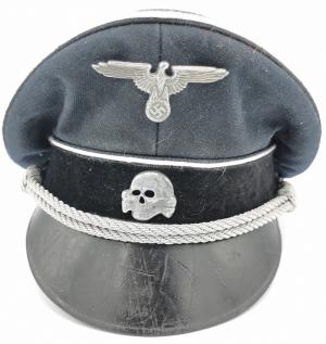 WAFFEN SS TOTENKOPF OFFICER VISOR CAP SKULL EAGLE INSIGNIAS ORIGINAL FOR SALE