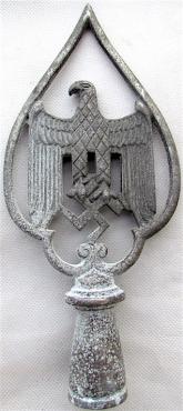 WW2 GERMAN NAZI AMAZING RELIC FOUND THIRD REICH PARADE POLE TOP OF FLAG WITH THE EAGLE AND SWASTIKA