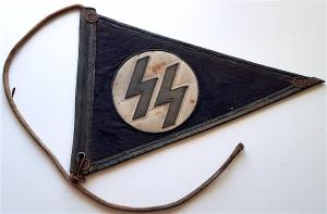 WW2 GERMAN NAZI AMAZING WAFFEN SS CAR PENNANT FLAG ONE SIDE TOTENKOPF, PANZER, DAS REICH, ALLGEMEINE, WIKING