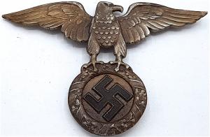 WW2 GERMAN NAZI EARLY III REICH EAGLE CAP METAL INSIGNIA NSDAP SWASTIKA