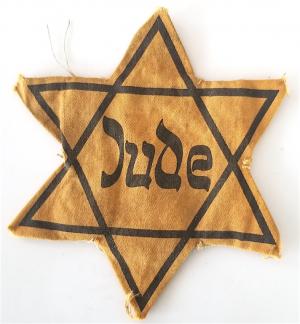 WW2 GERMAN NAZI HOLOCAUST JEWISH STAR OF DAVID JUDE (GERMANY) WORN - JEW GHETTOS PATCH JUIF JOOD
