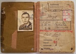 WW2 GERMAN NAZI LUTFWAFFE PILOT SOLDBUCH ENTRIES STAMPS SOLDIER ID LIEUTENANT WEHRPASS HEER