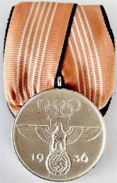 WW2 GERMAN NAZI NICE 1936 BERLIN OLYMPIC GAMES MEDAL AWARD MOUNTED FOR PARADE WOW